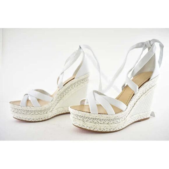 Christian Louboutin Lagoadonna 120 White Lace Up Platform Wedge Sandal Heel 41 - Picture 9 of 12